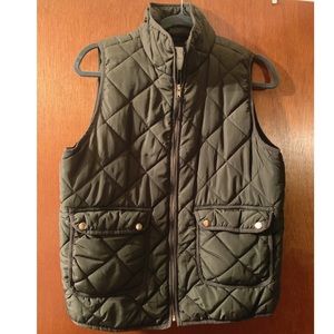 Olive green quilted vest